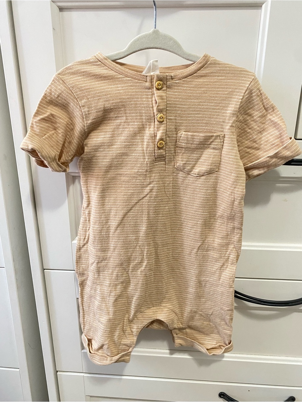 H&M Peach-Striped Baby Henley Romper